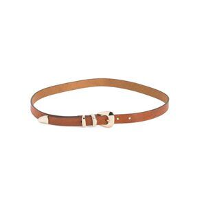 POST & CO Tan Made In Italy Leather Double Keeper Metal End Belt